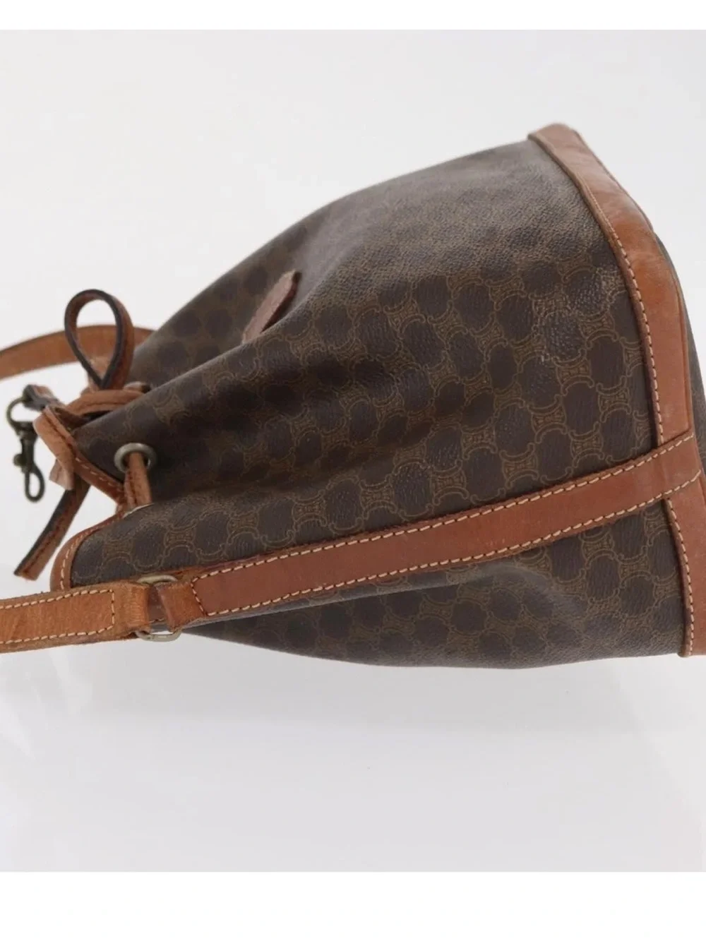 Celine Brown Monogram Drawstring Satchel